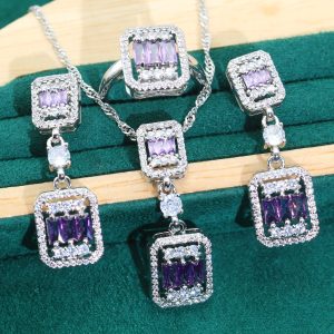 Zircon Necklace Earring Ring Ornament Suit