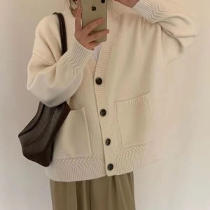 Twist Pocket Women's High-grade Loose Soft Glutinous Sweater Coat