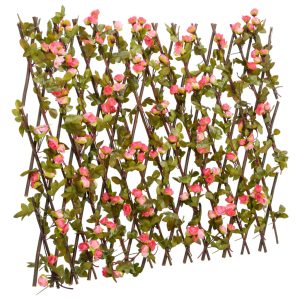 Trellis with Artificial Ivy Extendable Dark Pink 180x60cm