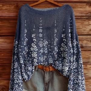 Oversized Loose Long Sleeve Pullover Women's Comfortable Sweater, Casual Long Sleeve Sweater