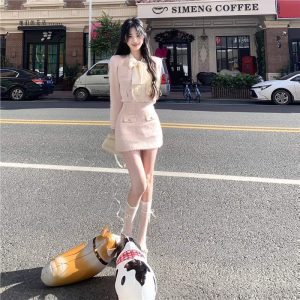 Short Coat Shirt High Waist Short Skirt Elegant Socialite Two-piece Suit