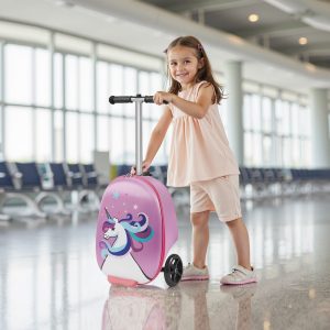 Ride-on Luggage 20-inch Kids Scooter Suitcase With FlashWheels Purple