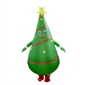 Inflatable Walking Christmas Tree Suit, Unisex  Fancy Dress Costume, Cosplay Party Funny Clothes With Beard Hat For