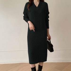 Match With Coat Inner Wear Base Sweater Long Dress