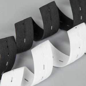 Button Elastic Band White Braid Adjustable Elastic Cord With Buttonholes