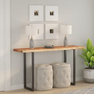 Table Top 140x40x2.5cm Rectangular Solid Acacia Wood Tree Edge