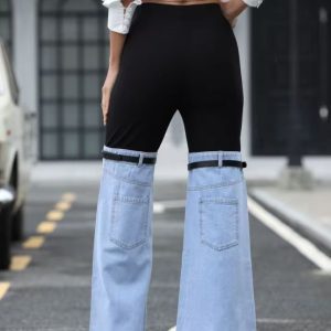 2025 Women's New Denim Flared Pants, Slim Fit Thighs, Slim Calves, Small Knee Straps, Calf Design Pockets, Mini Version Knee Jeans, Full Of Design Sense, Street Style, Women's Denim