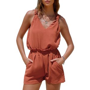 Cotton Linen Casual Set With Tank Top And Shorts