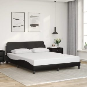 Dover Bed Frame Black 160x200 cm Faux Leather