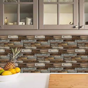 Special-shaped Light Brown Wood Grain Wall Stickers Self-adhesive Wall Stickers Suitable For Room Decoration - Oil-proof And Durable, Easy To Clean, Peelable