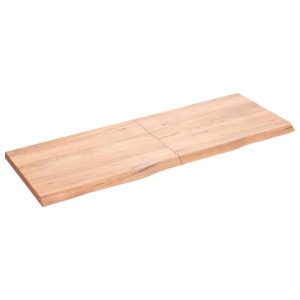 Wall Shelf Light Brown 140x50x(2-4) cm Solid Oak Wood Treated