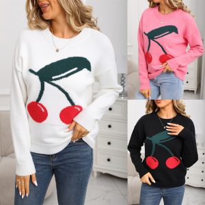 Cute Cherry Shirt Casual All-matching Fashion Sweater