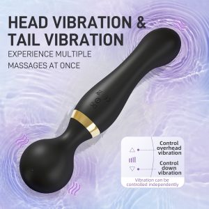 USB Rechargeable Massager Wand Vibrating Magic Massage Full Body Therapy Double Head