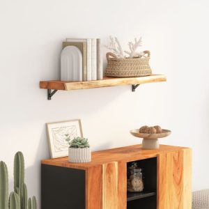 Wall Shelf 90x30x2.5 cm Rectangular Solid Acacia Wood Live Edge