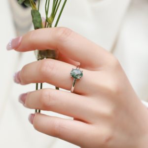 Simple Water Plants Agate Ring For Women