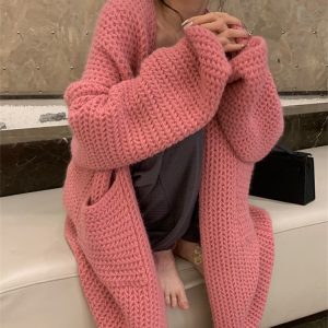 Hepburn Style Solid Color Knitted Soft Glutinous Cardigan