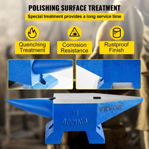 Single Horn Anvil 22Lbs Steel Anvil Blacksmith For Sale Forge Steel Tools WRound And Square Hole And Equipment Anvil Rugged Blacksmith Jewelers Durable And Robust Metalsmith Tool