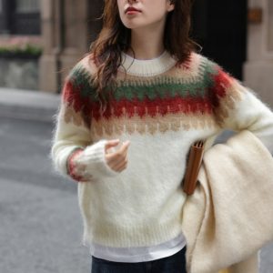 Simple All-matching Cream Strawberry Mohair Clothing