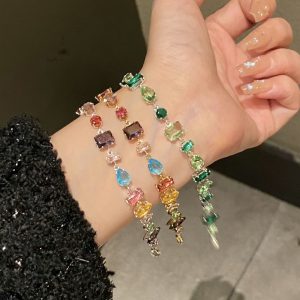 Irregular Geometric Zircon Drop-shaped Bracelet