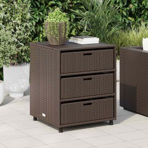 Garden Cabinet Brown 55x59x69 cm Poly Rattan