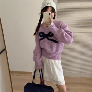 Women's All-match Loose Round Neck Bowknot Sweater