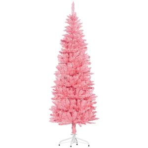 6ft Tall Pencil Artificial Christmas Tree With 479 Branch Tips With Steel Base