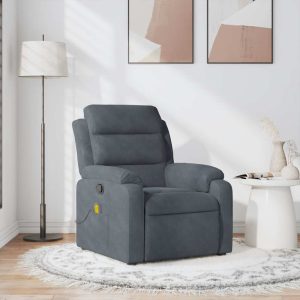 Massage Chair Dark Grey Velvet
