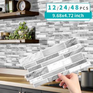 Irregular Shape Modern Grey Marble Pattern Peel And Stick Wallpaper Kitchen Bathroom Tile Stickers