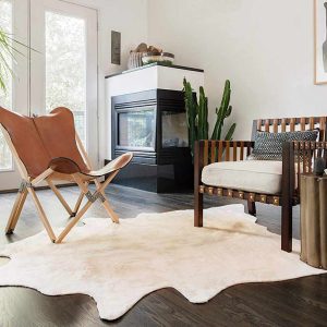 Rug Genuine Cowhide Leather Beige 180x220 cm