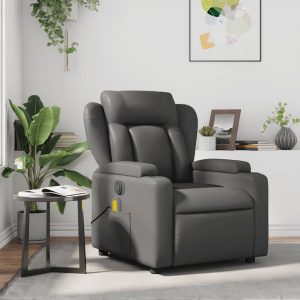Massage Chair Grey Faux Leather