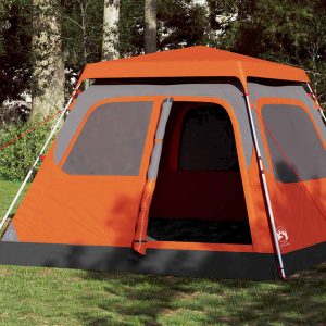 Dome Family Tent 6 Persons Grey and Orange Quick Release