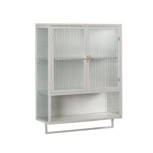 Glass Doors Modern Two-door Wall Cabinet With 2-tier Enclosed Storage