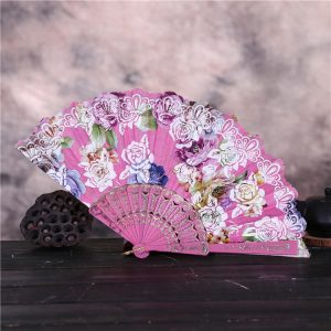 Rose Temptation Chinese Style Flower Gilding Dance Fan