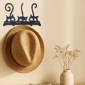 Vintage Black Metal Wall Coat Rack W Hooks - Key Holder & Entryway Organizer