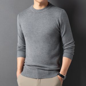 Men's Warm Leisure Solid Color Round Neck Sweater