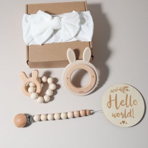 Baby Wooden Silicone Rabbit Toothpaste Set