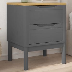 Bedside Table Grey 45x39x57 cm Solid Pinewood