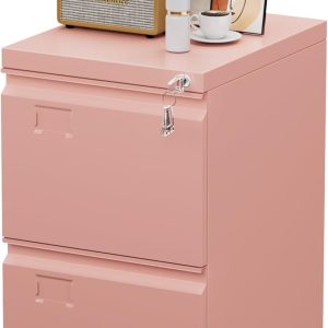 2 Drawer Mobile File Cabinet With Lock, Under Desk Metal Filing Cabinet For Office, Home,Vertical Cabinet Legal Letter Size, Need To Assembled