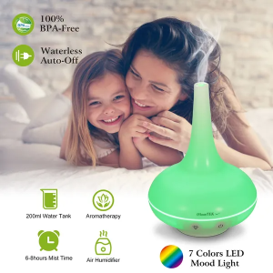 Ultrasonic Cool Mist Humidifier 200ml Aroma Essential Oil Diffuser With Colorful Lights Waterless Auto Off For Office Home Yoga Spa