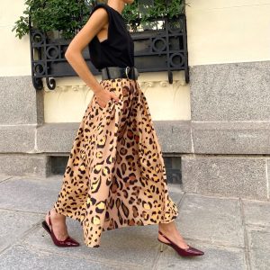 Women's All-match Leopard Print Elegant Big Hem Skirt
