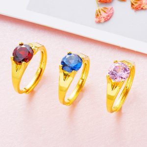 Women's Vietnam Placer Gold Zircon Ring