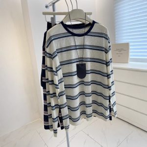 Retro Collar Striped Women's Loose Slimming Casual Long Sleeve