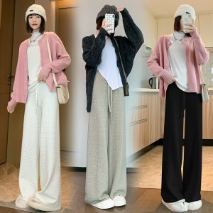 Elastic Waist Pajamas Woollen Trousers Women
