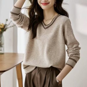 Sweater Loose Heart Collar Knitted Top