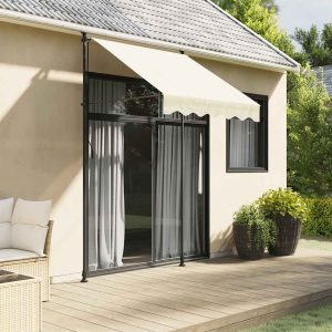 Retractable Awning Cream 200x115 cm Fabric and Steel