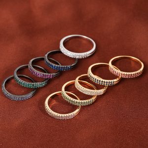 Simple Inlaid Color Zircon Elegant Atmosphere Simple Bracelet Ring