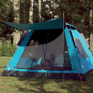 Dome Camping Tent 5 Persons Blue Quick Release
