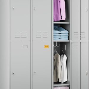 6 Doors Employee Locker With 18 Hooks,Industries Double Tier Metal Locker For School Office Gym Home Employees Staff Sundries Room