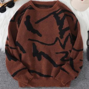 Spring And Autumn Popular Graffiti Jacquard Pullover