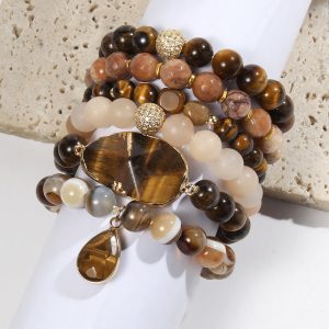 Women's Glass Beaded Stretch Stack Bracelet Set
